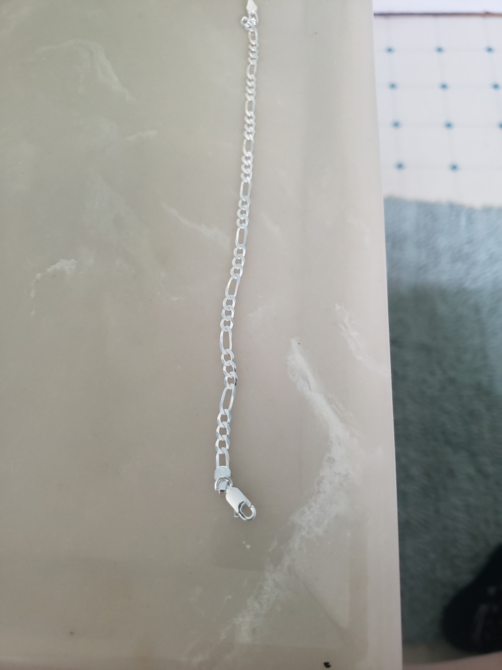 Sterling Silver Figaro Chain Bracelet - Shiny Silver